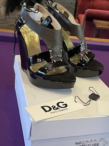 EPC Dolce & Gabbana strappy platform sandals black patent 7.5 - Picture 1 of 14