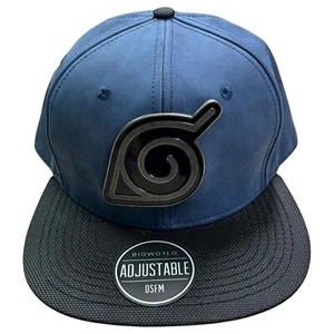 Naruto Shippuden Collection Snapback Hat Baseball Cap Navy Black Metal Logo - Picture 1 of 6