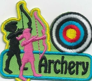 Girl black ARCHERY GIRLS Bow Arrow Class Patches Crests Badges GUIDES SCOUT - Picture 1 of 1