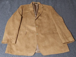 VTG Chaps Men’s 48L Brown Tan Vegan Suede Blazer Sport Coat 2 Button Y2k - Picture 1 of 6