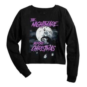 Tim Burton’s The Nightmare Before Christmas Schwarz Gr. M Langarm Crop Shirt - Bild 1 von 2