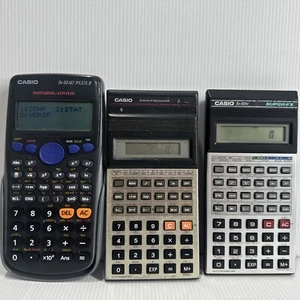 Casio Calculators X 3 fX82C, Fx100V SuperFX, Fx82 AU Plus 2 Vintage Working - Picture 1 of 7