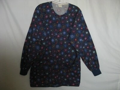 VTG Cotton Scrub & Co. Paisley Print Snap Front Long Sleeve, Size S - Image 1 of 4
