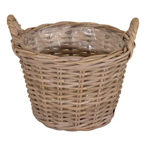 Weide Pflanz Korb natur mit Henkel - 40 cm - Holz Garten Deko Rattan Blumen Topf - Bild 1 von 4