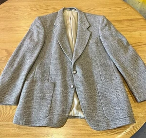 vintage mens gray DANIEL HECHTER tweed blazer jacket sport suit coat wool - Picture 1 of 10