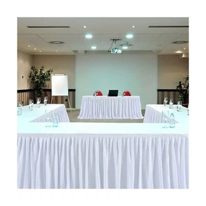 Partisky White Polyester Table Skirt for Rectangle Tables 14ft, Tutu Pleated ... - Picture 1 of 9