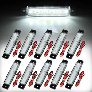 10 X White LED Clearance Side Marker Light Indicator Lamp Strip Truck Trailer - Picture 1 of 6