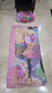 Vintage 80s Barbie Sleeping Bag Single Twin 1989 Colorful w/ Duffle Bag EUC - Picture 1 of 16