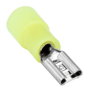 25 Nylon Quick Disconnect Terminal Crimp Connector Female Yellow 12-10AWG 0.187" - Picture 1 of 9