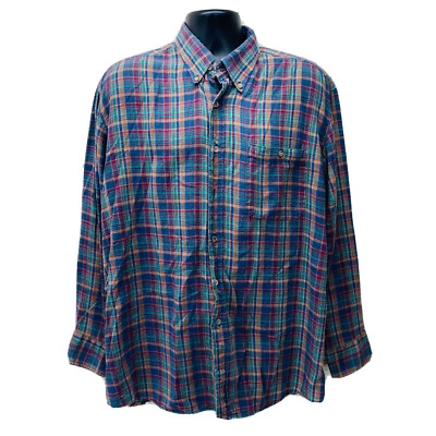 VTG‼ Club House MEMBERS ONLY XL Cotton Flannel Colorful Button-Up 90's Grunge - Image 1 of 4