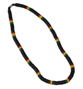 Gargantilla de surfista Beach Coco Bead Rasta 20" negra roja amarilla verde - Imagen 1 de 1