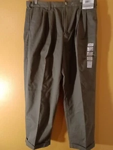 NEU MIT ETIKETT ARCHITECT HERREN KLASSISCHE DBL FALTENVERLÄNGERUNG TAILLE 36 X 29 WRNK RESIST OLIV HOSE - Bild 1 von 14