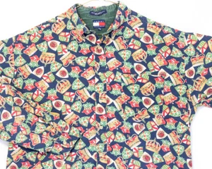 Vintage Tommy Hilfiger All Over Print Shirt Royal Crown Crest Grafik XL Logo - Bild 1 von 1
