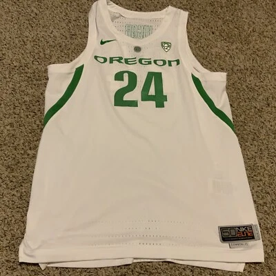 Nike Oregon Ducks Basketball #24 Jersey Men’s Size: 50 Length +2 Used White - Image 1 of 4