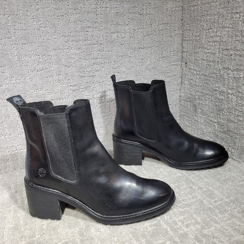 Stivali Timberland Siena da donna taglia US 10 neri alti Chelsea in pelle A23KW