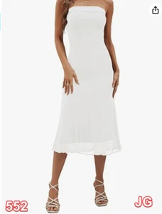 SOLY HUX Women's Strapless Midi Dress Tube Top Off Shoulder Sleeveless Fitted, S - Picture 1 of 6