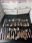 33pc Handmade Flatware Set With Crushed Crab And Lobster Handles Unique! Heavy!