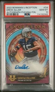 2022 Bowman University Inception Drew Allar Rookie Auto /75 PSA 10 - Picture 1 of 2