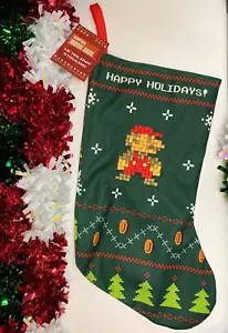 Super Mario Bros Embroidered 8-Bit Mario Christmas Stocking NEW! - Picture 1 of 6
