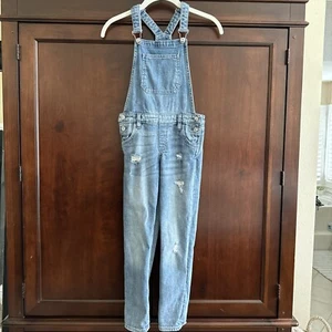 PEEK KIDS 🐇 DUNGAREES - Distressed Denim Overalls - Girls Size 8 - Picture 1 of 9
