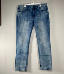 Smoke Rise Denim Jeans Men's 40 x 34 Mid Rise Blue Acid Wash Distressed - Picture 1 of 18