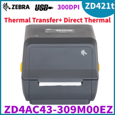 Zebra ZD421T ZD4AC43-309M00EZ USB Transfer+Direct Thermal 300DPI Label Printer - Image 1 of 4