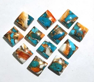 5 Piezas Cabinas Cuadradas Oyster Cobre Turquesa 8mm-20mm-Gemas Turquesa de Alta Calidad. - Imagen 1 de 6