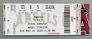 2022 Texas Rangers vs Los Angeles Angels Ticket Stub 5/24/22 - Mint Condition!!! - Picture 1 of 1