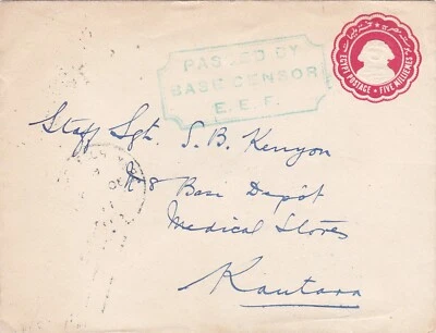 Egipto 1916 Primera Guerra Mundial EEF Censor Papelería enviado a Kantara Foto 1 de 2