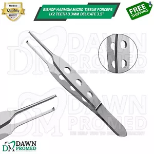 Pinzas de micro tejido Bishop Harmon 1x2 dientes 0,3 mm delicado instrumento ocular de 3,5" - Imagen 1 de 8