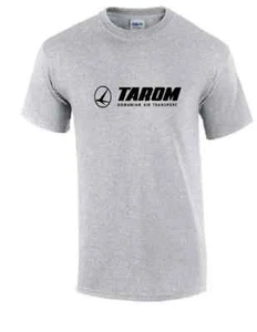 Tarom Black Logo Tee Shirt Romanian Transport Airline Cotton Sport Gray T-shirt - Picture 1 of 3