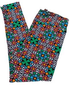 Leggings LuLaRoe Mujer Talla TC2 Tréboles Negros Tréboles Florales Plus 18+ Nuevos con Etiquetas - Imagen 1 de 4