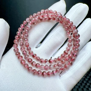 5mm Real Natural Red Strawberry Super Seven Gemstone Round Beads Bracelet - Picture 1 of 6