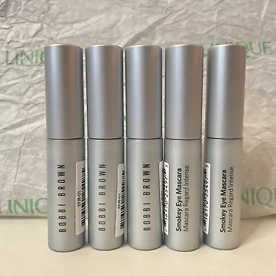 Lot of 5 Bobbi Brown Smokey Eye Mascara Black Mini Travel Size .1oz New - Image 1 of 2