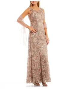Vestido Alex Evenings Mujer 10 Beige 100% Poliéster 2 Piezas Nuevo $249 - Imagen 1 de 9