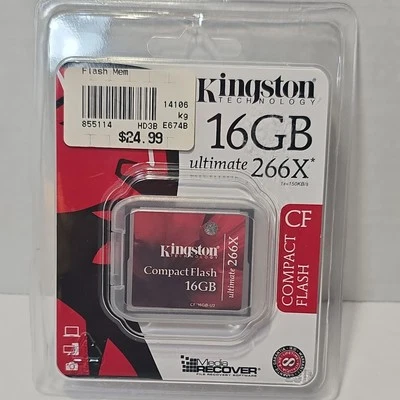 compact flash memory card 16GB Kingston Ultimate 16 GB 266x CF/16GB-U2 - Image 1 of 4