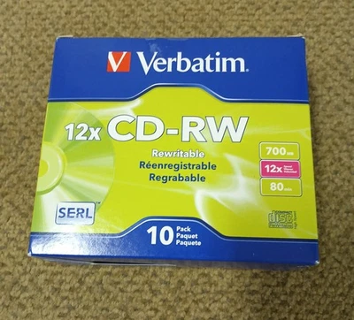 Verbatim 12x CD-RW Rewritable 10 Pack Slim Jewel Case - Image 1 of 3