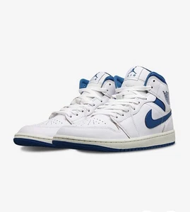 Nike Air Jordan 1 Mid SE White Industrial Blue Uk 9.5 - Picture 1 of 14