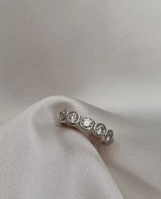 Обручальное кольцо круглой огранки 0,5 карата подходящее кольцо с пятью камнями ободок обещание кольцо - Изображение 1 из 4