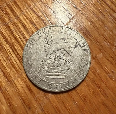 1922 1 Shilling - George V Silver (.500) • 5.66 g • ⌀ 23.5 mm KM# 816a - Image 1 of 2