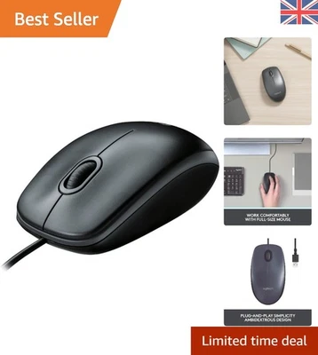 Black B100 Wired Mouse with Optical Tracking - Plug & Play Convenience - Image 1 of 4