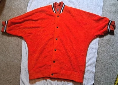 Chaqueta a Presión De Colección Años 50 60 Wilson Vellón Difuso Baloncesto Calentamiento Naranja 40 Foto 1 de 4