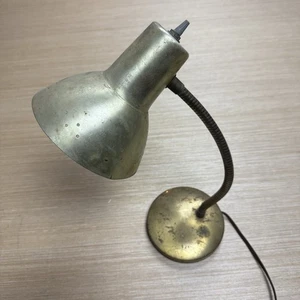 Vintage Antique Art Deco Gold Brass Gooseneck Adjustable Lamp Industrial Base - Picture 1 of 11