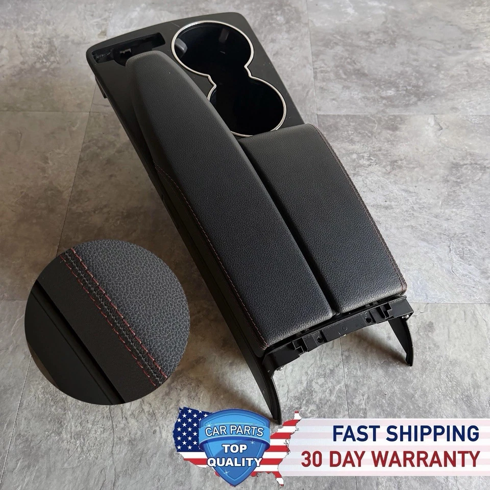 08-14 Mercedes W204 C250 C300 C350 Center Console Armrest Black Red Stitching - Image 1 of 4