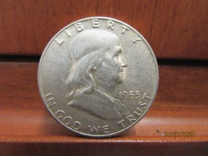 1953 - D FRANKLIN HALF DOLLAR 90% SILVER - Picture 1 of 3