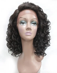 Synthetic Lace Front Wig 180% Density Kinky Curly Wig Heat Resistant Black Women - Picture 1 of 5