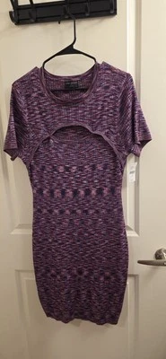 NWT 14/16 Lane Bryant Women's Purple, Stretch, Cut Out Knit Dress, Date Nite - Image 1 of 4
