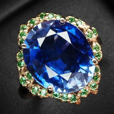 Кольца из розового золота 925 пробы с королевским синим сапфиром Elysian 8,10 карата размер 6,75 - Изображение 1 из 4