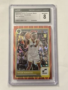 2023-24 Hoops Premium Stock Red Seismic Taylor Hendricks RC 34/199 #222 CGC 8 - Picture 1 of 2