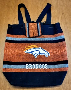 NFL Denver Broncos Drawstring Backpack in Mexican Blanket Material Embroidered - Picture 1 of 8
